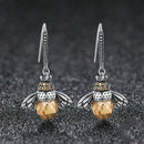 Crystal Drop Bee Earrings