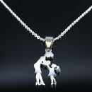Mom Daughter Stainless Steel Chain Necklace Silver Color