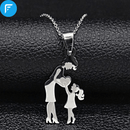Mom Daughter Stainless Steel Chain Necklace Silver Color