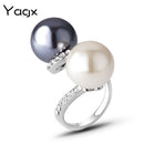 Fashion  Creative Two-Color Pearl Diamond Ring