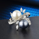 Fashion  Creative Two-Color Pearl Diamond Ring