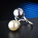 Fashion  Creative Two-Color Pearl Diamond Ring