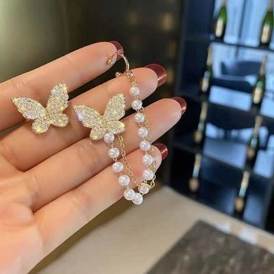 S925 Silver Pearl Butterfly Earring