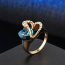 Titanic Sapphire Crystal Ocean Heart Set  Ring