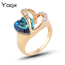 Titanic Sapphire Crystal Ocean Heart Set  Ring