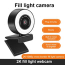 New 1080P 2K Autofocus HD Fill Light With Rotatable Microphone, Webcam LED Light, Suitable For Youtube Live Computer Camera