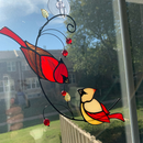 Pair of Cardinal bird stained glass ornament