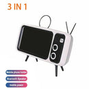 3 in 1 Portable wireless bluetooth Bass Speaker  retro TV Mobile Phone Holder