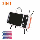 3 in 1 Portable wireless bluetooth Bass Speaker  retro TV Mobile Phone Holder